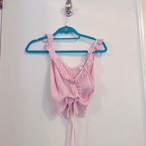 Pink tie cropped tank
